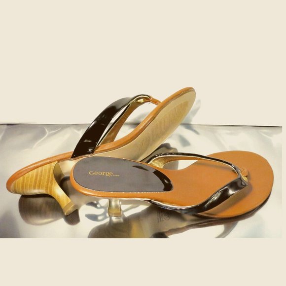 NEW GEORGE TM/MC Model: Nicole, Brown/Black Heels Sandals US Size 7.5 - Picture 8 of 13